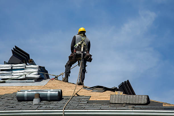 Professional Gutter Installation technician working in Pierrepont Manor, NY